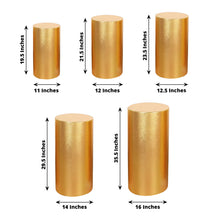 Set of 5 | Metallic Gold Spandex Cylinder Display Box Stand Covers