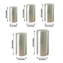 Set of 5 | Metallic Silver Spandex Cylinder Display Box Stand Covers