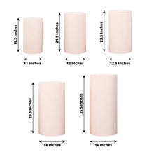 Set of 5 Blush Rose Gold Spandex Cylinder Plinth Display Box Stand Covers