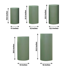 Set of 5 Eucalyptus Sage Green Spandex Cylinder Plinth Display Box Stand Covers