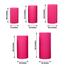 Set of 5 Fuchsia Spandex Cylinder Plinth Display Box Stand Covers
