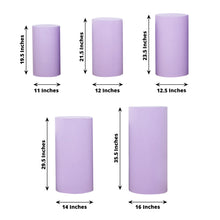 Set of 5 Lavender Spandex Cylinder Plinth Display Box Stand Covers