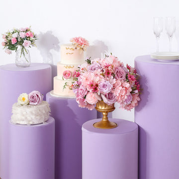 Elevate Your Event with Lavender Spandex Cylinder Plinth Covers