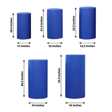 Set of 5 Royal Blue Spandex Cylinder Plinth Display Box Stand Covers