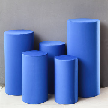 Create a Stunning Display with Royal Blue Stretchable Pedestal Pillar Prop Covers