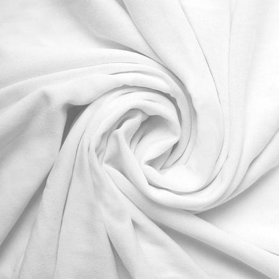 White fabric in a swirling pattern, showcasing its soft texture.