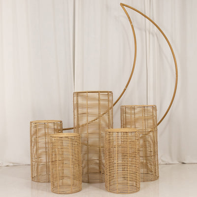 Rattan decorative storage baskets in various heights and shapes