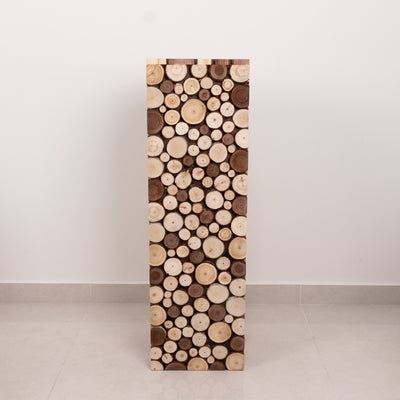 Wooden log display piece with natural textures and patterns