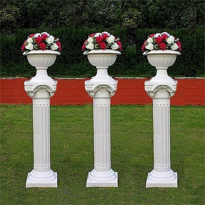 plastic column plant stand 4 Pack White Height Adjustable Empirical Roman Inspired Pedestal Column Plant Stand