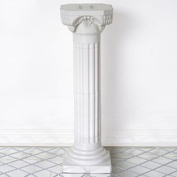 White Height Adjustable Empirical Roman Inspired Pedestal Column Plant Stand