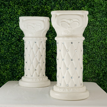 Stunning White Crystal Beaded Pedestal Stand for Various Occasions