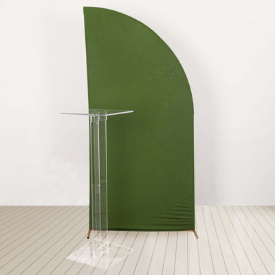 Green fabric backdrop with clear acrylic stand