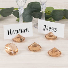 10 Pack Amber Gold Plastic Crystal Wedding Table Card Holder Stands, Diamond Shaped