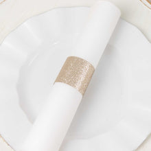 50 Pack Beige Glitter Paper Napkin Rings, Disposable Napkin Holders
