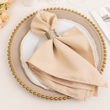 Elevate Your Table Setting with Beige Premium Polyester Dinner Napkins
