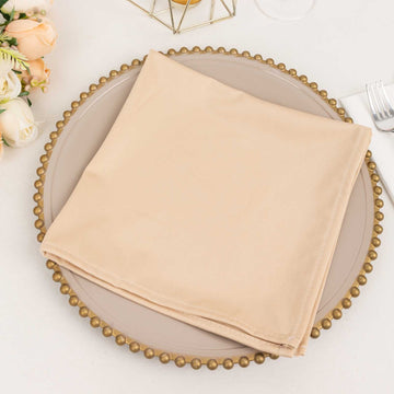 Experience the Beauty of Beige with Wrinkle-Free Reusable Dinner Napkins