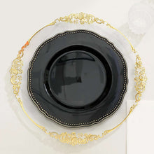 Black Dinner Plates With Gold Scalloped Rim In 10 Inch Size