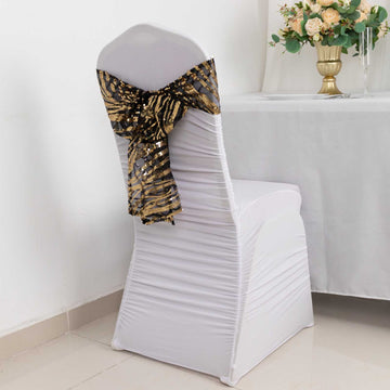 Elevate Your Event with Black Gold Wave Mesh Chair Sashes