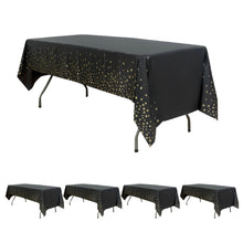 108 Inch Stars Sprinkled Plastic Tablecloth Waterproof Rectangle Black And Gold