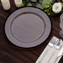 10 Pack Clear Economy Plastic Charger Plates With Black Rim, Round Dinner Chargers Event Tabletop