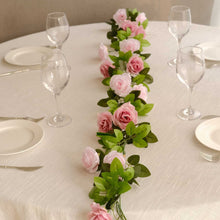 2 Pack Blush Dusty Rose Artificial Silk Rose Vines Hanging Flower Garland 26 Flower Heads