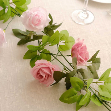 <strong>Lifelike Blush Dusty Rose Vines with Green Leaves </strong>