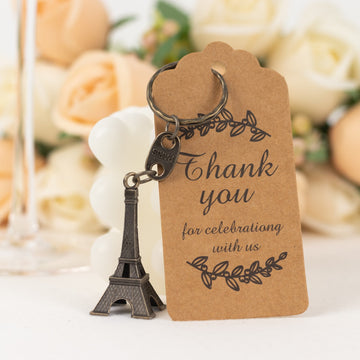 Captivating Bronze Plastic Paris Eiffel Tower Keychain Party Favor