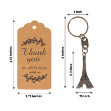 10 Pack Bronze Plastic Paris Eiffel Tower Keychain Party Favor, Wedding Bridal Souvenirs