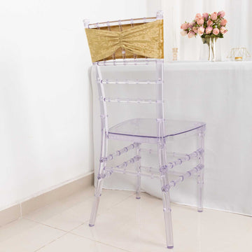 Create a Luxurious Atmosphere with Champagne Premium Crushed Velvet Ruffle Chair Sashes