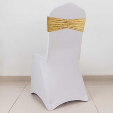5 Pack Champagne Premium Crushed Velvet Ruffle Chair Sashes, Decorative Wedding Chair Bands