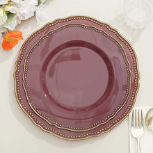 Gold And Cinnamon Rose 9 Inch Plastic Dinner Plates With Scalloped Rim Design 10 Pack