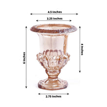 2 Pack Classic Roman Urn Style Amber Glass Flower Vases, Mini Pedestal Vase Table Centerpieces