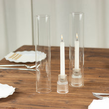 2 Pack Clear Glass Pillar Hurricane Candle Shades with 2.25inch Wide Open Ends - 12inch Tall