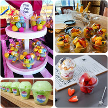 50 Pack Clear Dome Lid Plastic Dessert Parfait Cups, 7oz Disposable Pudding Ice Cream Fruit Cups