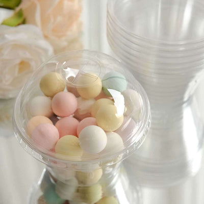 Colorful decorative foam balls in a clear container.