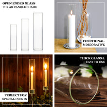 2 Pack Clear Glass Pillar Hurricane Candle Shades with 2.25inch Wide Open Ends - 12inch Tall
