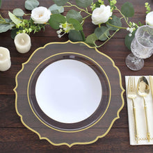 10 Pack Clear Economy Plastic Charger Plates With Gold Scalloped Rim, Round Decorative Dinner