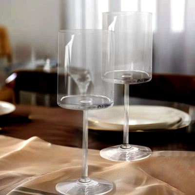 6-Pack Clear Plastic Cylindrical Wine Glasses 10oz, Long Stem -  Shatterproof Reusable Cocktail Glasses