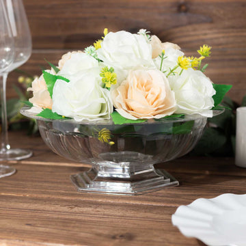 Elegant and Versatile Clear Roman Style Footed Compote Bowl Flower Vase