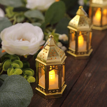 6 Pack Clear Vintage Mini Lantern with Flickering LED Tealight Candles