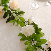 2 Pack Cream Ivory Artificial Silk Rose Vines Hanging Flower Garland with 26 Flower Heads