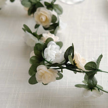 2 Pack Cream Ivory Artificial Silk Rose Vines Hanging Flower Garland with 45 Flower Heads