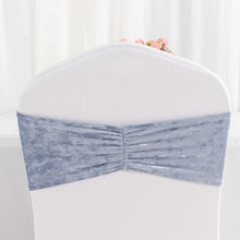 5 Pack Dusty Blue Premium Crushed Velvet Ruffle Chair Sashes, Decorative Wedding Chair