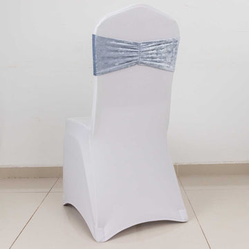 Add Elegance to Your Event with Dusty Blue Velvet Chair Sashes