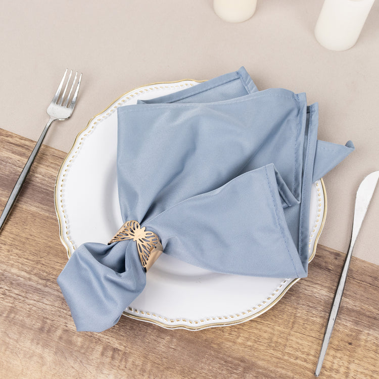 5 Pack Dusty Blue Premium Scuba Cloth Napkins, Wrinkle-Free Reusable Dinner Napkins - 20x20inch