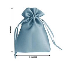 12 Pack Dusty Blue Satin Wedding Party Favor Bags, Drawstring Pouch Gift Bags