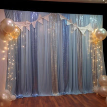 2 Pack Dusty Blue Sequin Photo Backdrop Curtains with Rod Pockets