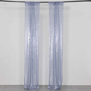Dusty Blue Sequin Photo Backdrop Curtains