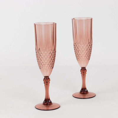 Rose gold crystal champagne flutes set of two