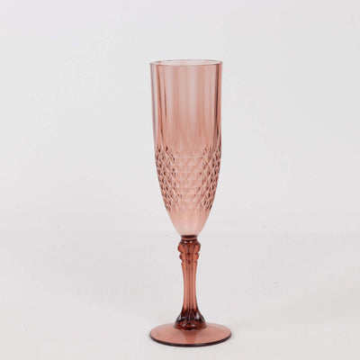 Pink crystal champagne flute with diamond pattern design